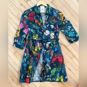 NWT - 120% Lino - High Quality Linen Colorful Midi Dress